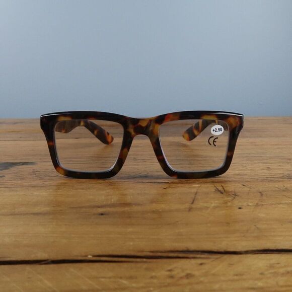 RETRO TRENDY BROWN TORTISHELL READER GLASSES +2.50 NWT - Picture 3 of 5